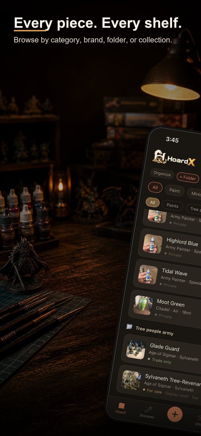 Inventory list with folders and tags