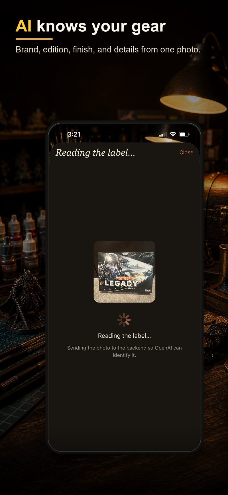 HoardX AI scan identifying a board game